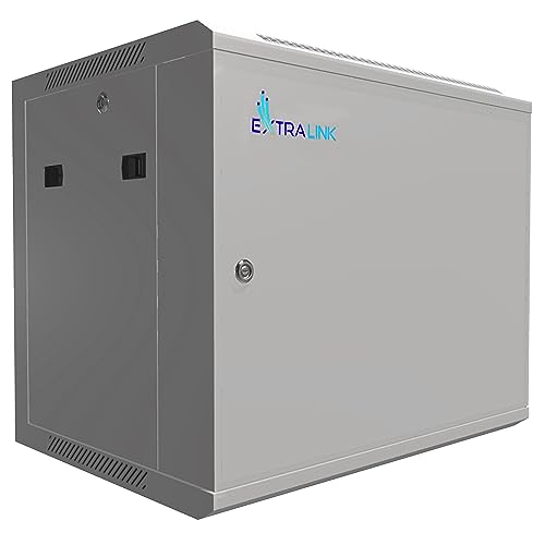 Extralink Serverschrank 19 Zoll 9HE – Netzwerkschrank 450mm Tiefe zur Wand- oder Standmontage, Traglast 60 kg, Metall-Gehäuse, abschließbar 180° Öffnung, grau – ideal für Heimnetzwerk & IT-Geräte von EXTRALINK