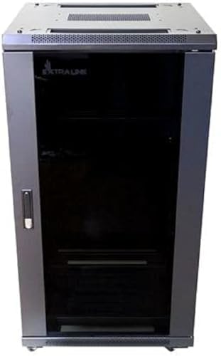 Netzwerkschrank 19 Zoll 22 HE 600x600 freistehend selbstmontierender Rahmen abnehmbare Seitenwände für Switches UPS Server Serverschrank 19 Zoll gehärtetes Glas Schwarz Rack 19 Zoll von EXTRALINK