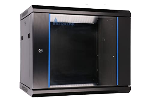 Netzwerkschrank 9U 600x600, Serverschrank, 19 Zoll Rack von Extralink, Wandmontage, selbstmontierender Rahmen, abnehmbare Seitenwände, für Switches UPS Server Netzwerkausrüstung, Schwarz von EXTRALINK