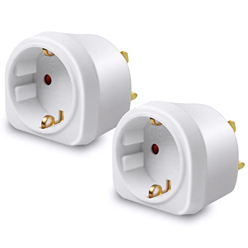 EXTRASTAR Adapter England Deutschland Stecker, Reiseadapter für England, UK Adapter, Travel Adapter Schuko EU zu UK, Typ G Stecker für Travel, Weiß, 2 Stück von EXTRASTAR