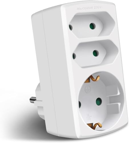 EXTRASTAR Mehrfachsteckdose 3-Fach Steckdosenadapter, 2 Euro+1 Schuko Steckdose Kindersicherung, Zwischenstecker für Büro, Heim oder Reise, Weiß (1 Stück) von EXTRASTAR