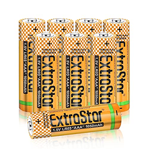 Extrastar Alkalibatterien AAA LR03 für Taschenlampen, Uhren, Fernbedienungen, Spielzeug - 8 Stück 1,5 V von EXTRASTAR