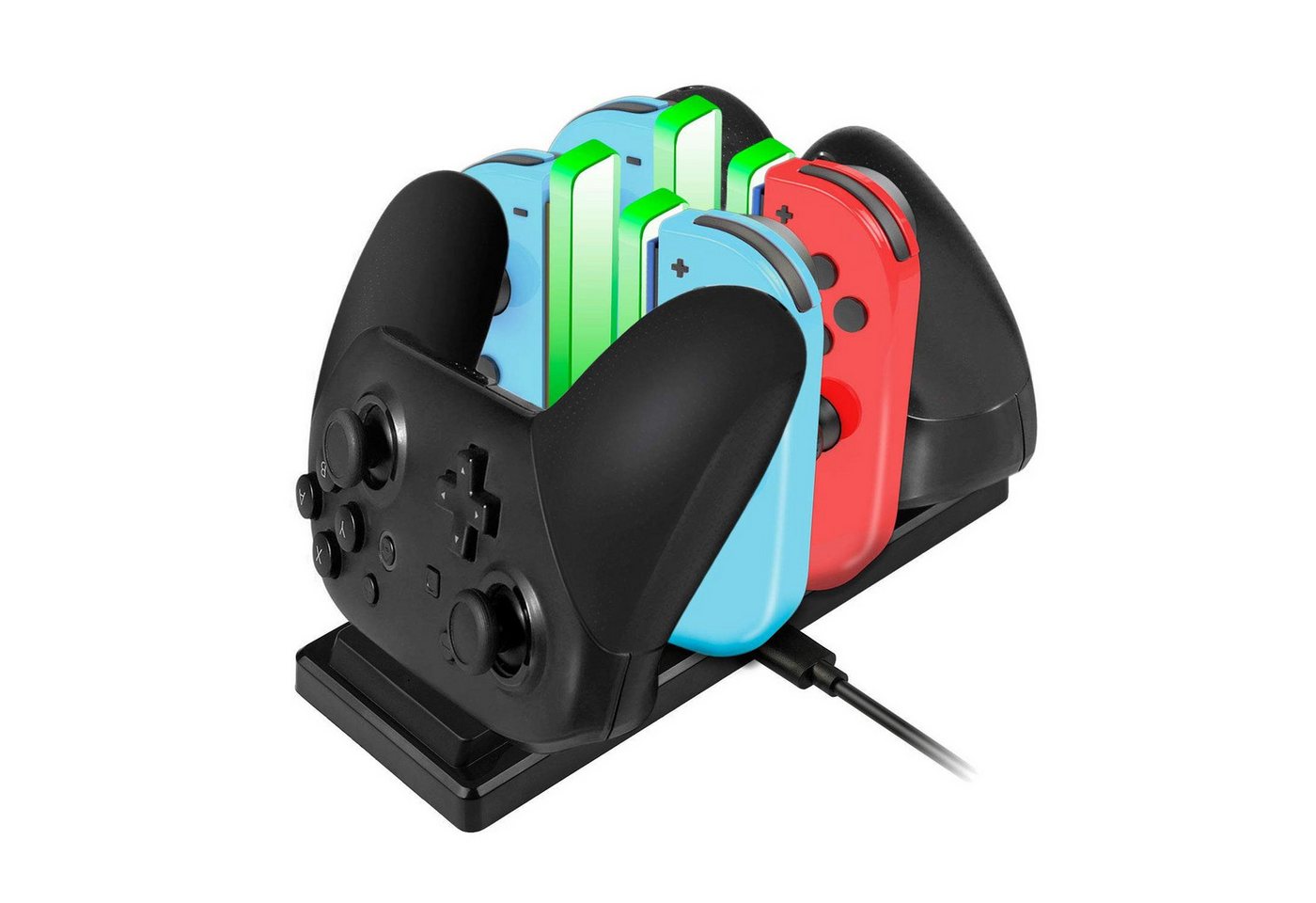 EXTSUD 6 in 1 Controller Ladegrät mit 4 Slots für Joy-Con und Typ-C USB Port Controller-Ladestation (1-tlg., für Switch Konsole/Pro Controller/Typ-C Geräte Dock) von EXTSUD