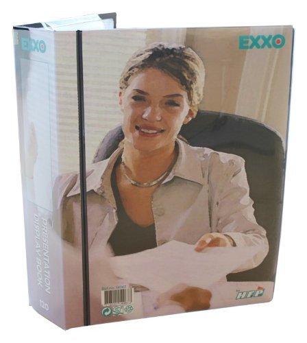 EXXO by HFP 14967 Präsentationsbuch A4 mit Fronttasche, umlaufender Rückentasche und 120 fest eingeschweißten Hüllen, schwarz von EXXO by HFP