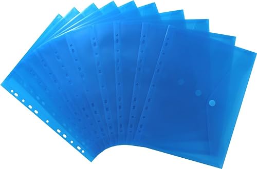 EXXO by HFP 35326 Dokumententaschen Sammelmappen Sichttaschen A4 transparent blau - Dokumentenmappe zum Abheften mit EURO-Lochung, Abheftrand, Klappe und Klettverschluss - 10 Stück, 310 x 235 mm von EXXO by HFP