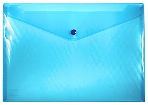 EXXO by HFP 91026 Dokumententasche mit Druckknopf A4 quer, 10 Stück, transparent blau von EXXO by HFP