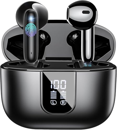 AI Translator Earbuds, Bluetooth Kopfhörer Sofortübersetzung in 143 Sprachen/42 Std Spielzeit, Sprachübersetzer Kopfhörer Kabellos Bluetooth 5.4 Bass Sound/Wasserdichte von EXZHIG