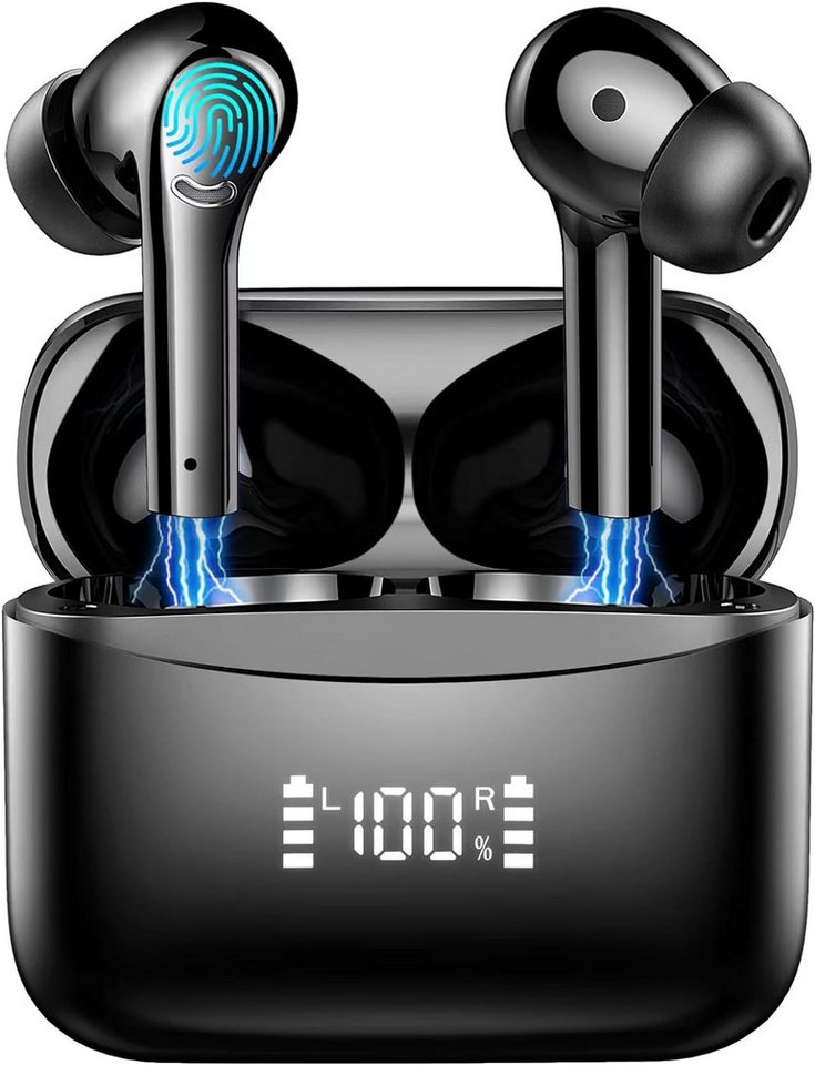 EXZHIG Kabellos Bluetooth 5.3 mit 4 ENC Mikrofon, 42 Std Spielzeit In-Ear-Kopfhörer (Satter Sound und kabellose Freiheit für uneingeschränkten Musikgenuss unterwegs., USB-C Ladekoffer, Noise Cancelling Earbuds IPX7 Sport Ohrhörer Joggen) von EXZHIG
