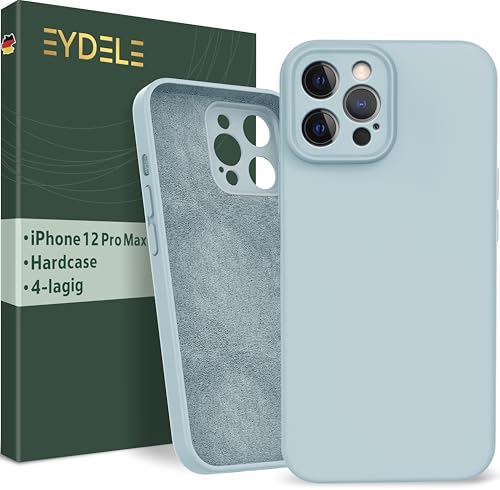 EYDELE 4-Lagige Hülle für iPhone 12 Pro Max - Gummierte Handyhülle mit Soft Inlay | Hardcase Cover | Silicone Coating - Schutzhülle in Himmelblau von EYDELE