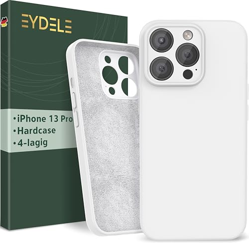 EYDELE 4-Lagige Hülle für iPhone 13 Pro - Gummierte Handyhülle mit Soft Inlay | Hardcase Cover | Silicone Coating - Schutzhülle in Schneeweiß von EYDELE