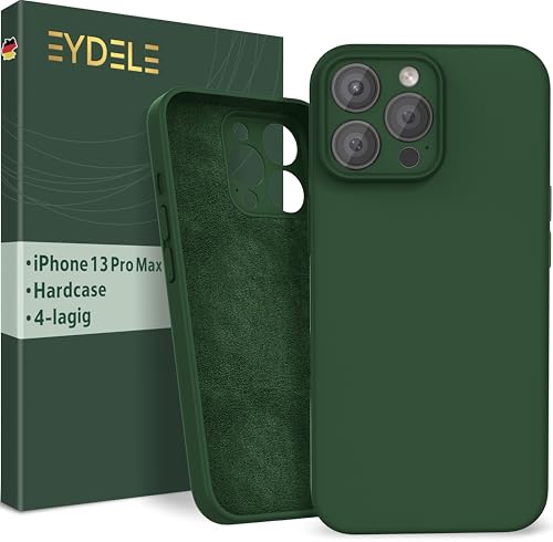 EYDELE 4-Lagige Hülle für iPhone 13 Pro Max - Gummierte Handyhülle mit Soft Inlay | Hardcase Cover | Silicone Coating - Schutzhülle in Tannengrün von EYDELE