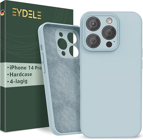 EYDELE 4-Lagige Hülle für iPhone 14 Pro - Gummierte Handyhülle mit Soft Inlay | Hardcase Cover | Silicone Coating - Schutzhülle in Himmelblau von EYDELE