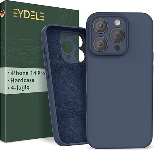EYDELE 4-Lagige Hülle für iPhone 14 Pro - Gummierte Handyhülle mit Soft Inlay | Hardcase Cover | Silicone Coating - Schutzhülle in Mitternachtsblau von EYDELE