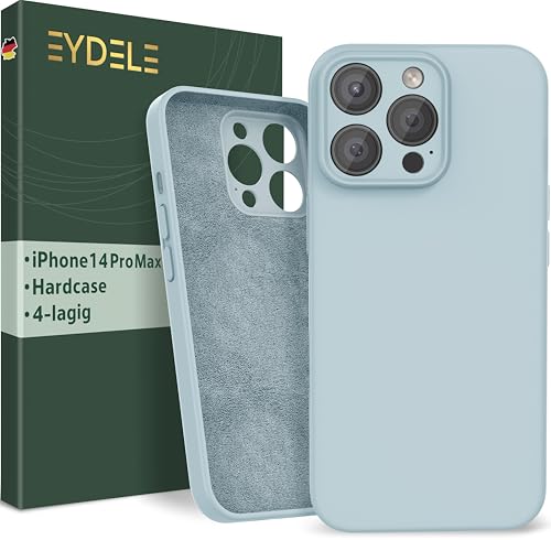 EYDELE 4-Lagige Hülle für iPhone 14 Pro Max - Gummierte Handyhülle mit Soft Inlay | Hardcase Cover | Silicone Coating - Schutzhülle in Himmelblau von EYDELE