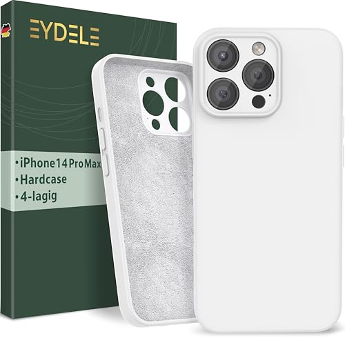 EYDELE 4-Lagige Hülle für iPhone 14 Pro Max - Gummierte Handyhülle mit Soft Inlay | Hardcase Cover | Silicone Coating - Schutzhülle in Schneeweiß von EYDELE