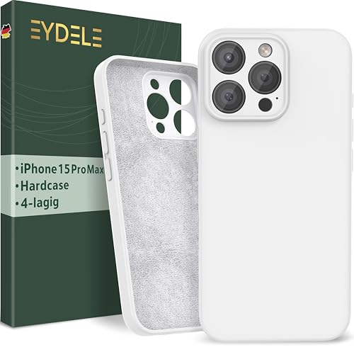 EYDELE 4-Lagige Hülle für iPhone 15 Pro Max - Gummierte Handyhülle mit Soft Inlay | Hardcase Cover | Silicone Coating - Schutzhülle in Schneeweiß von EYDELE