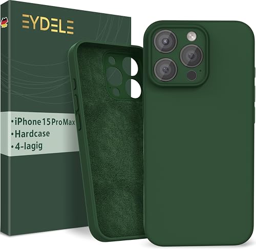 EYDELE 4-Lagige Hülle für iPhone 15 Pro Max - Gummierte Handyhülle mit Soft Inlay | Hardcase Cover | Silicone Coating - Schutzhülle in Tannengrün von EYDELE