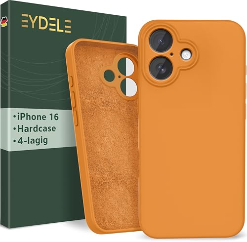 EYDELE 4-Lagige Hülle für iPhone 16 - Gummierte Handyhülle mit Soft Inlay | Hardcase Cover | Silicone Coating - Schutzhülle in Aprikose von EYDELE