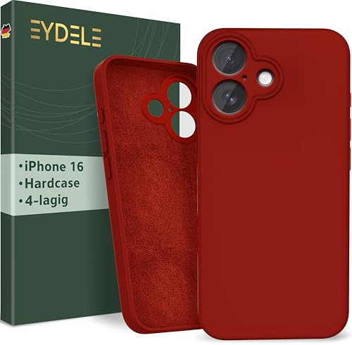 EYDELE 4-Lagige Hülle für iPhone 16 - Gummierte Handyhülle mit Soft Inlay | Hardcase Cover | Silicone Coating - Schutzhülle in Feuerrot EYDELE 4-Lagige Hülle für iPhone 16 - Gummierte Handyhülle mit Soft Inlay | Hardcase Cover | Silicone Coating - Schutzhülle in Feuerrot von EYDELE