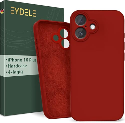 EYDELE 4-Lagige Hülle für iPhone 16 Plus - Gummierte Handyhülle mit Soft Inlay | Hardcase Cover | Silicone Coating - Schutzhülle in Feuerrot EYDELE 4-Lagige Hülle für iPhone 16 Plus - Gummierte Handyhülle mit Soft Inlay | Hardcase Cover | Silicone Coating - Schutzhülle in Feuerrot von EYDELE