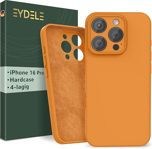 EYDELE 4-Lagige Hülle für iPhone 16 Pro - Gummierte Handyhülle mit Soft Inlay | Hardcase Cover | Silicone Coating - Schutzhülle in Aprikose von EYDELE
