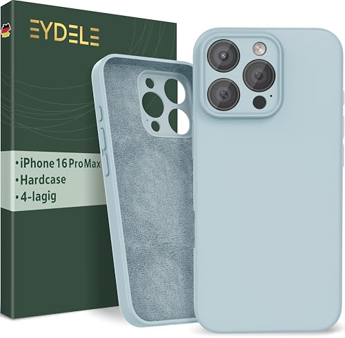 EYDELE 4-Lagige Hülle für iPhone 16 Pro Max - Gummierte Handyhülle mit Soft Inlay | Hardcase Cover | Silicone Coating - Schutzhülle in Himmelblau von EYDELE