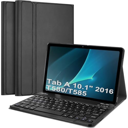 EYERIYO Schutzhülle mit Tastatur für Samsung Galaxy Tab A 10.1 2016 (SM-T580, SM-T585), Slim Cover mit Stifthalter, abnehmbar, magnetisch, kabellos, Bluetooth, italienische QWERTY-Tastatur von EYERIYO
