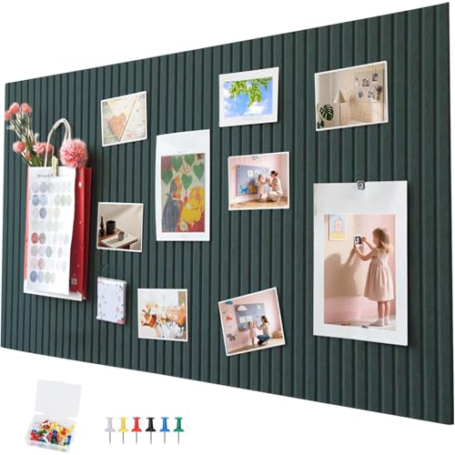 Sentito Pinnwand aus Kork, 40 x 60 cm, Korkwandtafel mit Reißzwecken, Filztafel für Fotos und Notizen zu Hause und Büro (Dunkelgrün) von EYERIYO