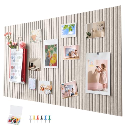 Sentito Pinnwand aus Kork, 40 x 60 cm, Korkwandtafel mit Reißzwecken, Filztafel für Fotos und Notizen zu Hause und Büro (hellbeige) von EYERIYO