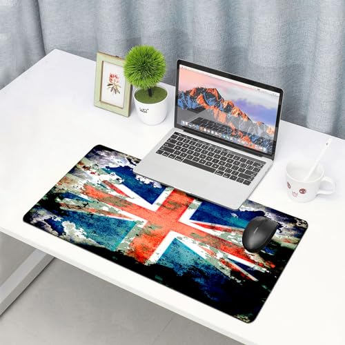 EYLOZS Großes Gaming-Mauspad mit genähten Kanten,mit rutschfeste Unterseite,Alte wackelige Grunge Distressed Union Jack-Flagge des britischen LAN,Cooles Schreibtischpad für Tastatur und Maus,40x75 cm von EYLOZS