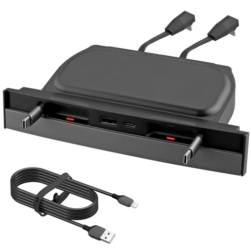 EYPINS Tesla USB Hub, 4 in 1 Multi-Port-Auto-USB-Ladegerät für Tesla Model 3/Y (2023–2021), Versteckter USB-Hub Mittelkonsole mit einziehbar Ladekabel, Schnellladung Ergänzung für Tesla Mittelkonsole von EYPINS