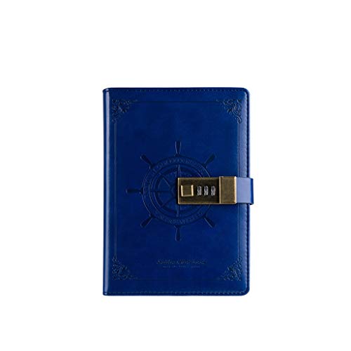 EYRMQWJPC Reise-Notizblock Kreative Mit Schloss Passwort Tagebuch Linie-montiert s Business Kreative Schreibwaren(Blue) von EYRMQWJPC