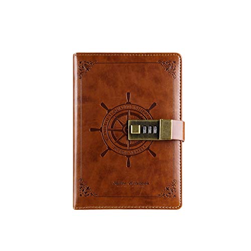 EYRMQWJPC Reise-Notizblock Kreative Mit Schloss Passwort Tagebuch Linie-montiert s Business Kreative Schreibwaren(Brown) von EYRMQWJPC