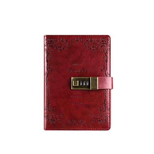 EYRMQWJPC Reise-Notizblock Kreative Mit Schloss Passwort Tagebuch Linie-montiert s Business Kreative Schreibwaren(Red) von EYRMQWJPC