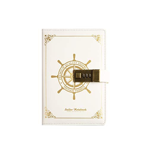 EYRMQWJPC Reise-Notizblock Kreative Mit Schloss Passwort Tagebuch Linie-montiert s Business Kreative Schreibwaren(White) von EYRMQWJPC
