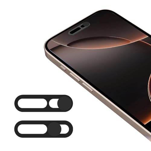 EYSOFT Frontkamera-Abdeckung, kompatibel mit iPhone 16/16Plus/16Pro/16Pro Max, Webcam-Abdeckung schützt Privatsphäre und Sicherheit, beeinträchtigt nicht die Face ID, 2 Stück, Schwarz von EYSOFT