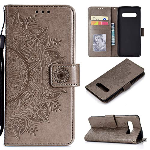 EYZUTAK Mandala Handyhülle für Samsung Galaxy S10,Ultra Slim Flip Case mit Kartensteckplatz Magnetverschluss,Prägung PU Leder Klapphülle, Hülle mit Standfunction und Lanyard,Klappbar Motiv-Grau EYZUTAK Mandala Handyhülle für Samsung Galaxy S10,Ultra Slim Flip Case mit Kartensteckplatz Magnetverschluss,Prägung PU Leder Klapphülle, Hülle mit Standfunction und Lanyard,Klappbar Motiv-Grau von EYZUTAK
