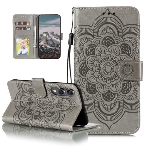 EYZUTAK Mandala Hülle für Samsung Galaxy S25 Edge, Premium PU Leder Flip Brieftasche Kartenfächern Magnetic Ständer Handyhülle Ultra Slim Case mit Lanyard, Prägung Klapphülle - Grau EYZUTAK Mandala Hülle für Samsung Galaxy S25 Edge, Premium PU Leder Flip Brieftasche Kartenfächern Magnetic Ständer Handyhülle Ultra Slim Case mit Lanyard, Prägung Klapphülle - Grau von EYZUTAK