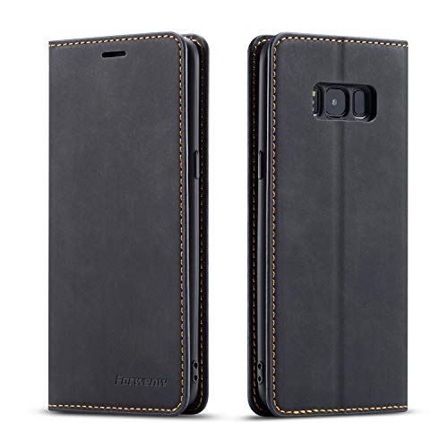 EYZUTAK Premium PU Leder Flip Folio Case für Samsung Galaxy S7, Schutzhülle mit Kickstand Kartensteckplatz Magnetverschluss Stoßfest Wallet Cover für Samsung Galaxy S7 - Schwarz von EYZUTAK