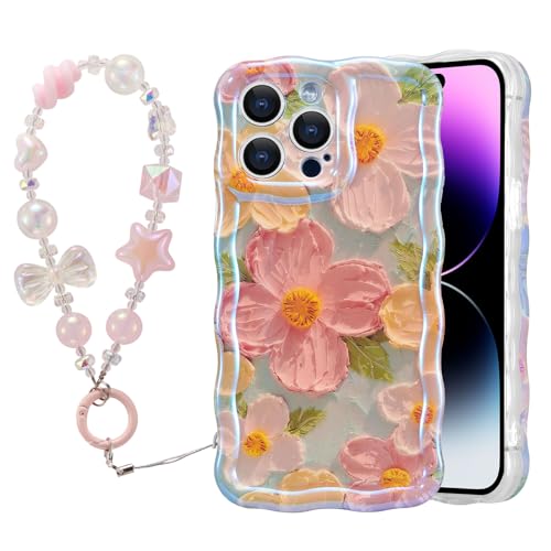 EYZUTAK Schutzhülle für iPhone 15 Pro Max, buntes Ölgemälde, Blume, mit Armband, Kette, gewellter Rand, exquisite Handyhülle, stilvoll, langlebig, TPU-Schutzhülle, Handy-Anhänger für Damen, Grün EYZUTAK Schutzhülle für iPhone 15 Pro Max, buntes Ölgemälde, Blume, mit Armband, Kette, gewellter Rand, exquisite Handyhülle, stilvoll, langlebig, TPU-Schutzhülle, Handy-Anhänger für Damen, Grün von EYZUTAK