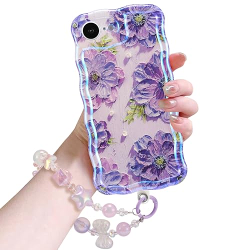 EYZUTAK Schutzhülle für iPhone 16e, buntes Ölgemälde, Blume, mit Armband, Kette, gewellter Rand, exquisite Handyhülle, stilvoll, langlebig, TPU-Schutzhülle, Handyanhänger für Mädchen und Damen EYZUTAK Schutzhülle für iPhone 16e, buntes Ölgemälde, Blume, mit Armband, Kette, gewellter Rand, exquisite Handyhülle, stilvoll, langlebig, TPU-Schutzhülle, Handyanhänger für Mädchen und Damen von EYZUTAK