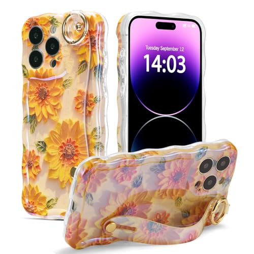 EYZUTAK Schutzhülle mit Handschlaufe für iPhone 16e, buntes Ölgemälde, Blume, mit Armband, Ständer, Laser-Wellenrand, strapazierfähige TPU-Schutzhülle für Damen, Sonnenblume/Gelb EYZUTAK Schutzhülle mit Handschlaufe für iPhone 16e, buntes Ölgemälde, Blume, mit Armband, Ständer, Laser-Wellenrand, strapazierfähige TPU-Schutzhülle für Damen, Sonnenblume/Gelb von EYZUTAK