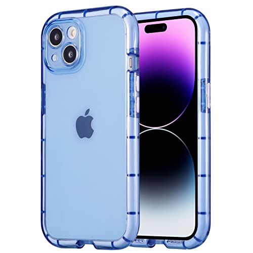 EYZUTAK für iPhone 13 6.1 leuchtende Handyhülle Fluoreszierende TPU Nachtlicht heller Rahmen Transparent weicher Rückdeckel Stoßschutz dünne helle Stoßstangenhülle-Blau von EYZUTAK