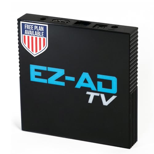 EZ-AD TV Digital Signage Player, Digital Signage 4k Player Kit, Auto-Post Inhalte, Cloud-gesteuert, Fügen Sie Ihre PowerPoint-Präsentation hinzu, Kostenloser Plan & Mobile App, Tausende von Vorlagen von EZ-AD