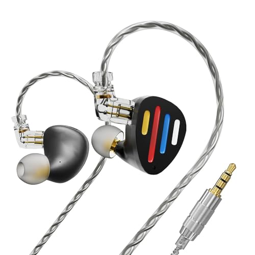 CCA KZ ND X Ohr-Monitor-Kopfhörer, 30,5 cm (12 Zoll), 5BA + 1DD 3 Töne, verstellbare IEM-Ohrhörer, abnehmbare 2-polige Gaming-In-Ohren für Auriculares-Gamer, tiefer Bass und klare Inear Kopfhörer von EZ EAR