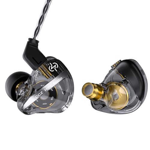 CCZ DC01 PRO HiFi-In-Ear-Monitor-Kopfhörer, leistungsstarke Bassmembran, kabelgebundene Gaming-Ohrhörer mit echtem 0-Latenz-Kabel, HD-Mikrofon für Musikanrufe und Gaming (schwarz, ohne Mikrofon) von EZ EAR