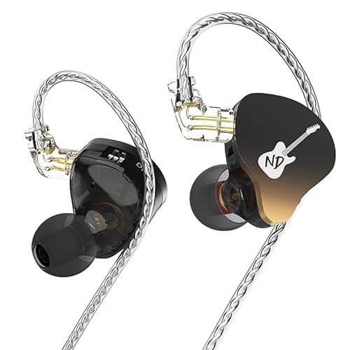 EZ EAR ND DD3 HiFi-In-Ear-Monitore, Dual-Dynamik-Treiber, In-Ear-Kopfhörer, IEM, 4 Klangstile, verstellbar, mit 2-poligem abnehmbarem Design-Kabel für Sänger, Bassisten, Gitarristen (schwarz, ohne von EZ EAR