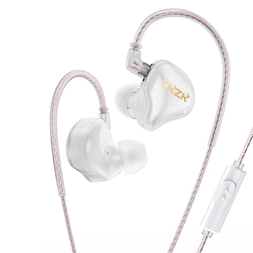 EZ EAR TKZK TK01 HiFi-Einstiegs-Kopfhörer mit dynamischem Treiber, tiefer Bass-In-Ear-Monitor mit Tesla DD, In-Ear-Kopfhörer mit 2pin OFC-Kabel für Bühne, Musik, Pop, ACG (Weiß, mit Mikrofon) von EZ EAR