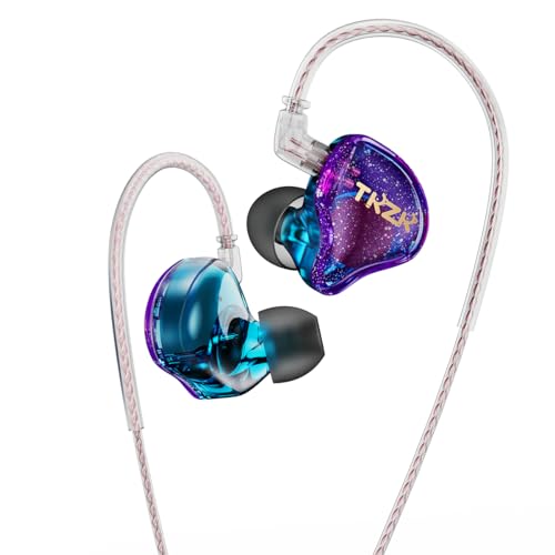 EZ EAR TKZK TK01 HiFi-Einstiegs-Kopfhörer mit dynamischem Treiber, tiefer Bass-In-Ear-Monitor mit Tesla DD, In-Ear-Kopfhörer mit 2pin OFC-Kabel für Bühne, Musik, Pop, ACG (lila, ohne Mikrofon) von EZ EAR