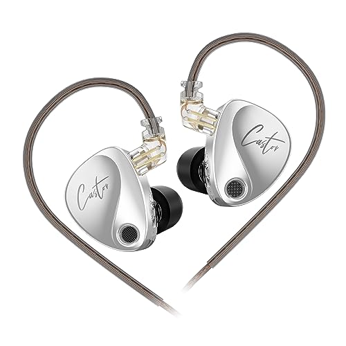 KZ Castor Tuning In-Ear-Kopfhörer, verstellbar, Dual-Treiber, HiFi-In-Ear-Monitor, IEM-Kopfhörer, Sport-Stereo-Kopfhörer mit Geräuschunterdrückung, kabelgebunden, mit abnehmbarem Kabel (Silber, kein von EZ EAR